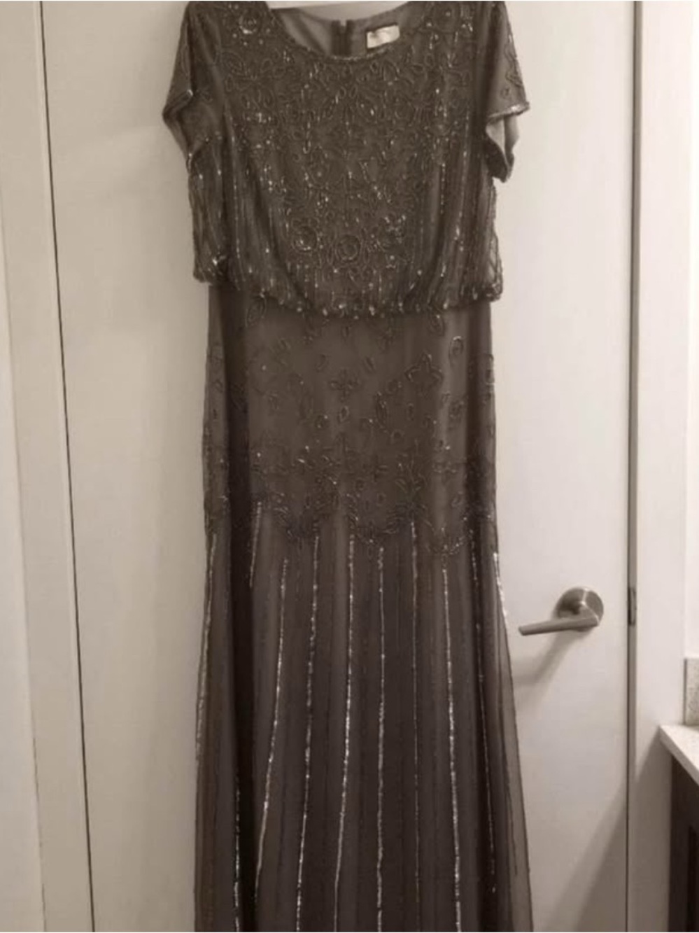 Adrianna Papell - size 16 - Embellished Evening Dress in Taupe